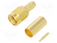 Connector: SMA; plug; male; straight; 50Ω; soldering,crimped; PTFE AMPHENOL RF