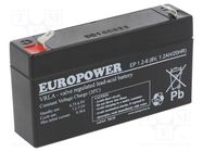 Re-battery: acid-lead; 6V; 1.2Ah; AGM; maintenance-free; EP 