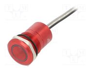 Switch: capacitive; Pos: 2; SPST-NO; 0.01A/12VDC; IP68; OFF-ON; red BULGIN