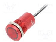 Switch: capacitive; Pos: 2; SPST-NC; 0.01A/12VDC; IP68; ON-OFF; red BULGIN