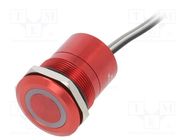 Switch: capacitive; Pos: 2; SPST-NC; 0.01A/12VDC; IP68; ON-OFF; red BULGIN