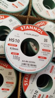 Solder wires Sn99Cu1 0.5mm 100g with flux Stannol