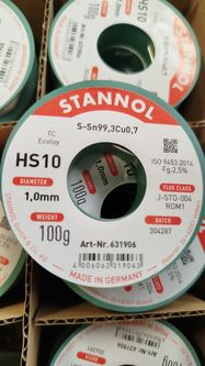 Solder wires Sn99Cu1 1.0mm 100g with flux Stannol