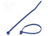 Cable tie; with metal; L: 100mm; W: 2.5mm; polypropylene; 67N; blue 