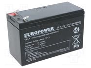 Re-battery: acid-lead; 12V; 7.2Ah; AGM; maintenance-free; EP 