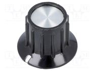 Knob; with flange; plastic; Øshaft: 6.35mm; Ø14.7x15mm; black; PKA TE Connectivity