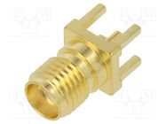 Connector: SMA; plug; female; straight; 50Ω; THT; for cable; PTFE AMPHENOL RF