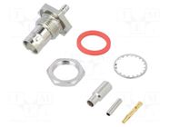 Connector: BNC; socket; female; straight; 50Ω; crimped; POM; brass AMPHENOL RF