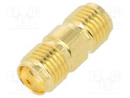 Coupler; SMA female,both sides; straight; 50Ω; PTFE; gold-plated 