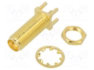 Connector: SMA; socket; female; straight; 50Ω; THT; PTFE; Mat: brass AMPHENOL RF