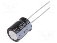 Capacitor: electrolytic; THT; 220uF; 50VDC; Ø10x12.5mm; Pitch: 5mm NICHICON