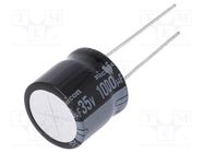 Capacitor: electrolytic; THT; 1000uF; 35VDC; Ø16x15mm; Pitch: 7.5mm 