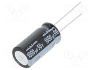 Capacitor: electrolytic; THT; 1000uF; 50VDC; Ø12.5x25mm; Pitch: 5mm NICHICON