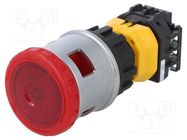 Switch: emergency stop; 30mm; Stabl.pos: 2; NC x2; red; LED; 24V 