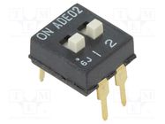 Switch: DIP-SWITCH; Poles number: 2; ON-OFF; 0.1A/24VDC; Pos: 2 TE Connectivity