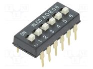 Switch: DIP-SWITCH; Poles number: 6; ON-OFF; 0.1A/24VDC; Pos: 2 TE Connectivity