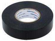 Tape: electrical insulating; W: 19mm; L: 20m; Thk: 0.21mm; black HELLERMANNTYTON