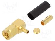 Connector: SMA; plug; male; angled 90°; 50Ω; soldering,crimped 