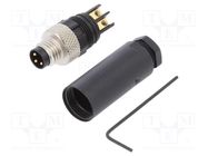 Connector: M8; plug; 768; male; PIN: 3; gold-plated; 4A; IP67; 60V BINDER