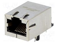 RJ45; socket; PIN: 8; shielded,with isolation transformer; THT BEL FUSE