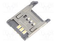 Connector: for cards; SIM; without ejector,with cover; SMT; PIN: 6 