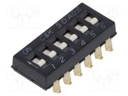 Switch: DIP-SWITCH; Poles number: 6; ON-OFF; 0.025A/24VDC; Pos: 6 C&K