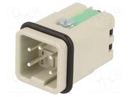 Connector: HDC; contact insert; male; 10A; 250V; Han® A; PIN: 5; 4+PE HARTING