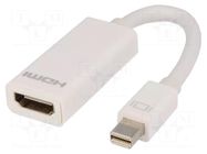 Adapter; HDMI socket,mini DisplayPort plug; 0.15m; white DIGITUS