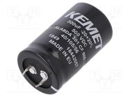 Capacitor: electrolytic; SNAP-IN; 300uF; 500VDC; Ø30x50mm; ±20% KEMET