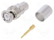 Connector: BNC; plug; male; straight; 50Ω; crimped; for cable; PTFE TELEGÄRTNER