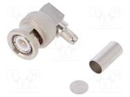 Connector: BNC; plug; male; angled 90°; 50Ω; RG223,RG400; for cable TELEGÄRTNER