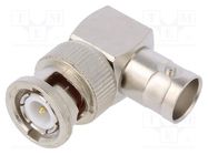 Coupler; BNC socket,BNC plug; angled 90°; 50Ω; PTFE; gold-plated TELEGÄRTNER