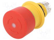 Switch: emergency stop; 16mm; Stabl.pos: 2; NC x2; red; LED; Pos: 2 