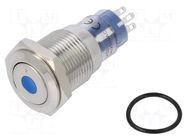 Switch: vandal resistant; DPDT; 3A/250VAC; IP67; ON-(ON); blue BULGIN