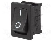 ROCKER; SPST; Pos: 2; ON-OFF; 16A/125VAC; 16A/12VDC; black; none; PRA TE Connectivity