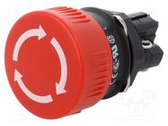 Switch: emergency stop; 16mm; Stabl.pos: 2; NC + NO; red; none; IP65 