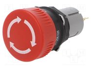 Switch: emergency stop; 16mm; Stabl.pos: 2; NC; red; none; IP65; 51 