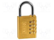 Padlock; shackle,combination code; Protection: low (level 4) KASP