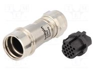 Connector: circular; plug; female; PIN: 16; w/o contacts; for cable BULGIN