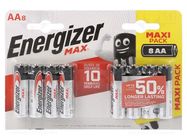 Battery: alkaline; AA; 1.5V; non-rechargeable; 8pcs; MAX ENERGIZER