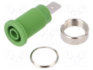 Connector: 4mm banana; socket; 32A; 1kV; green; nickel plated; 35mm SCHÜTZINGER