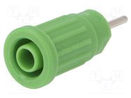 Connector: 4mm banana; socket; 24A; 1kV; green; nickel plated; 5mΩ SCHÜTZINGER