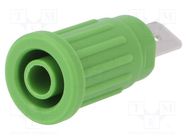 Connector: 4mm banana; socket; 32A; 1kV; green; nickel plated; 5mΩ SCHÜTZINGER