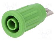 Connector: 4mm banana; socket; 24A; 1kV; green; on panel,push-in SCHÜTZINGER