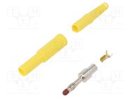 Connector: 4mm banana; plug; 32A; 1kVDC; yellow; insulated; 2.5mm2 SCHÜTZINGER