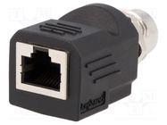 Adapter; M12 female,RJ45 socket; D code-Ethernet; PIN: 4; Cat: 5e 