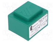 Transformer: encapsulated; 6VA; 400VAC; 12V; 12V; 250mA; 250mA; PCB BREVE TUFVASSONS