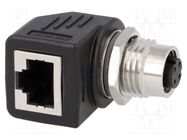 Adapter; M12 female,RJ45 socket; D code-Ethernet; PIN: 4; Cat: 5e 