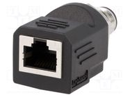 Adapter; M12 male,RJ45 socket; D code-Ethernet; PIN: 4; straight 