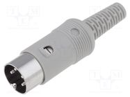 Connector: DIN; plug; male; PIN: 4; Layout: 216°; straight; for cable HIRSCHMANN